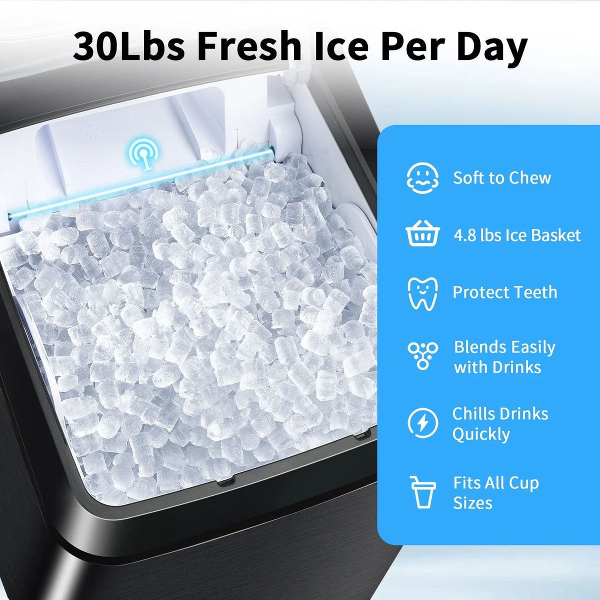30Lbs Per Day Self-Cleaning Stainless Steel Countertop Ice Maker G739545