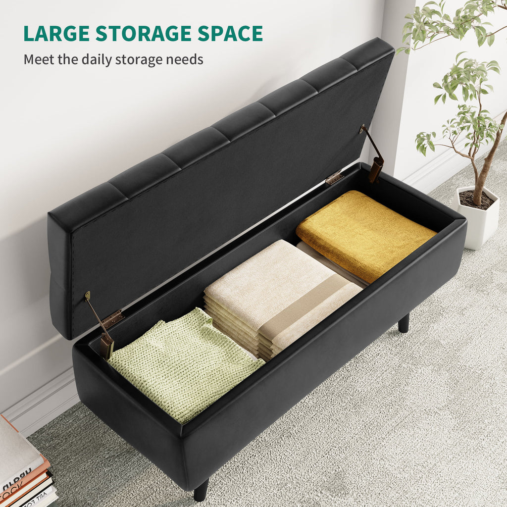 Faux Leather Storage Ottoman Bench G128