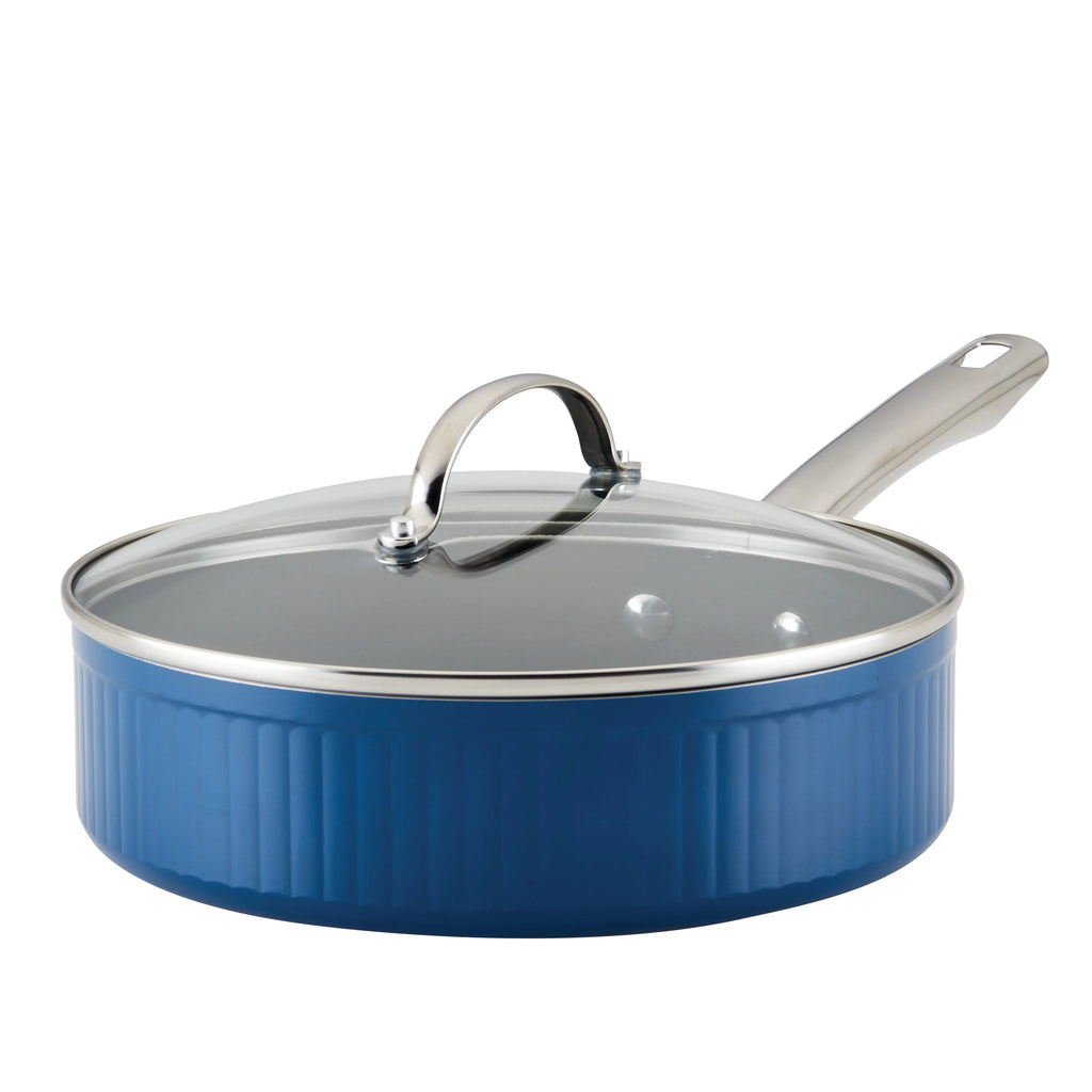 Blue 3 Qt Nonstick Cookware Saute Pan with Lid W58638
