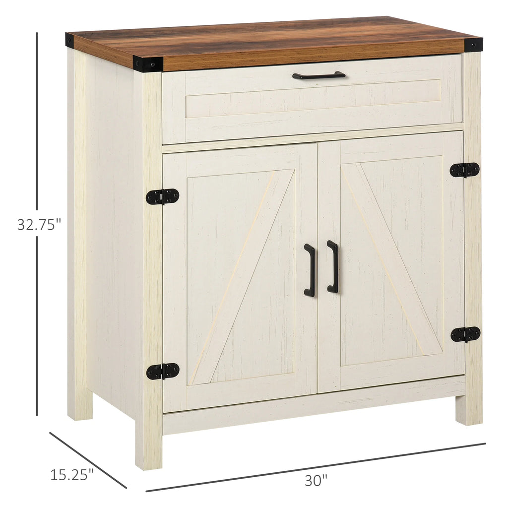 White Wooden Sideboard Buffet Cabinet with Drawer and Adjustable Shelf Y9168