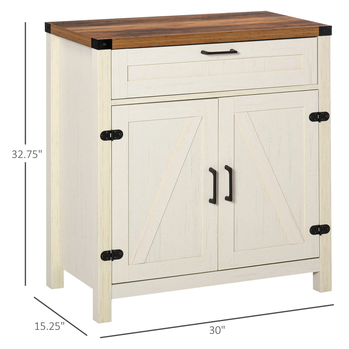 White Wooden Sideboard Buffet Cabinet with Drawer and Adjustable Shelf Y9168