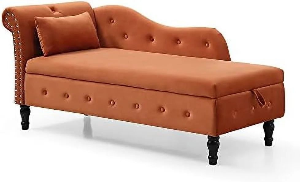60.6" Tufted Velvet Indoor Chaise Lounge Chair R1770