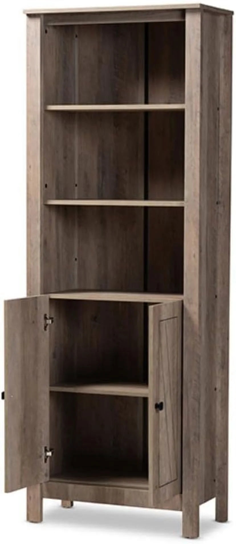 Natural Oak Finished Wood 2-Door Bookcase Q442
