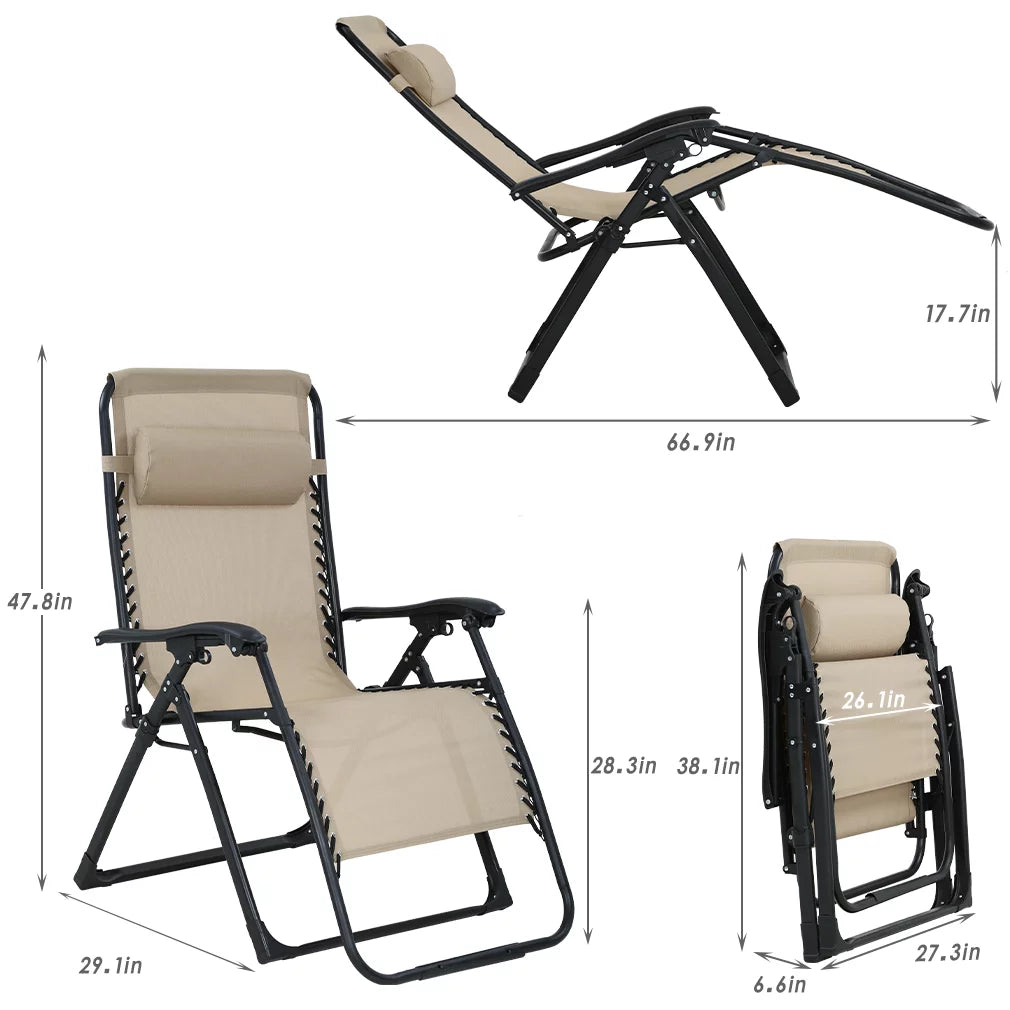 Oversized Zero Gravity Chair with Cup Holder Tray and Pillows T12075