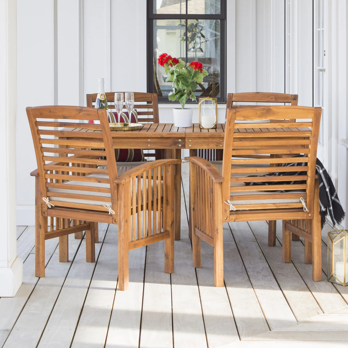 5-Piece Solid Wood Outdoor Patio Dining Set E4876