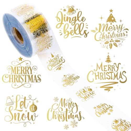 1000Pcs Clear Christmas Stickers Roll C395581