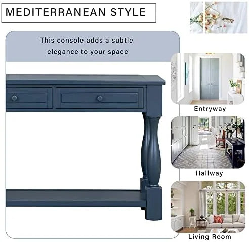 63" Long Console Table with Drawers Navy Blue N266918