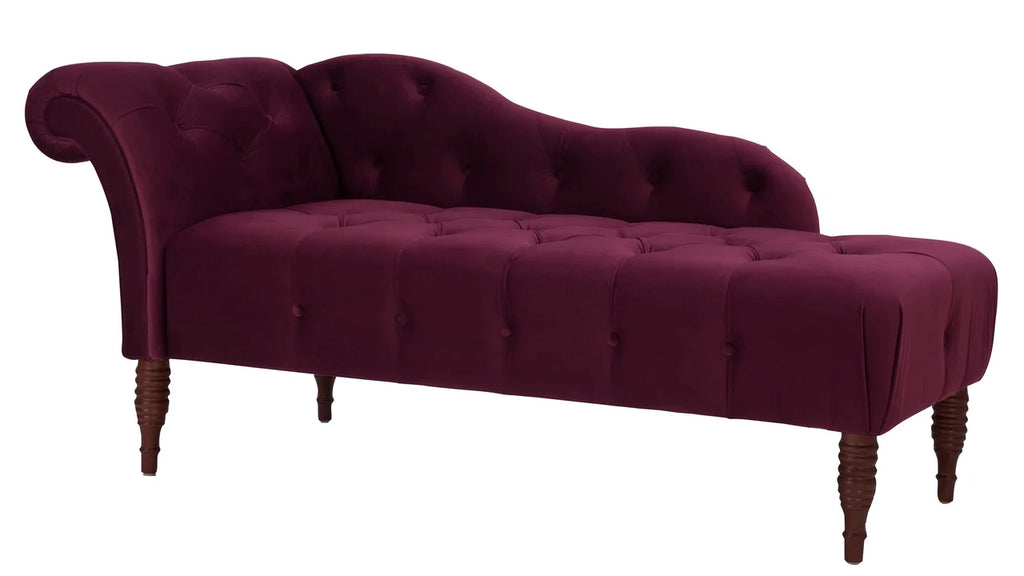 Burgundy Tufted Roll Arm Chaise Lounge J69068