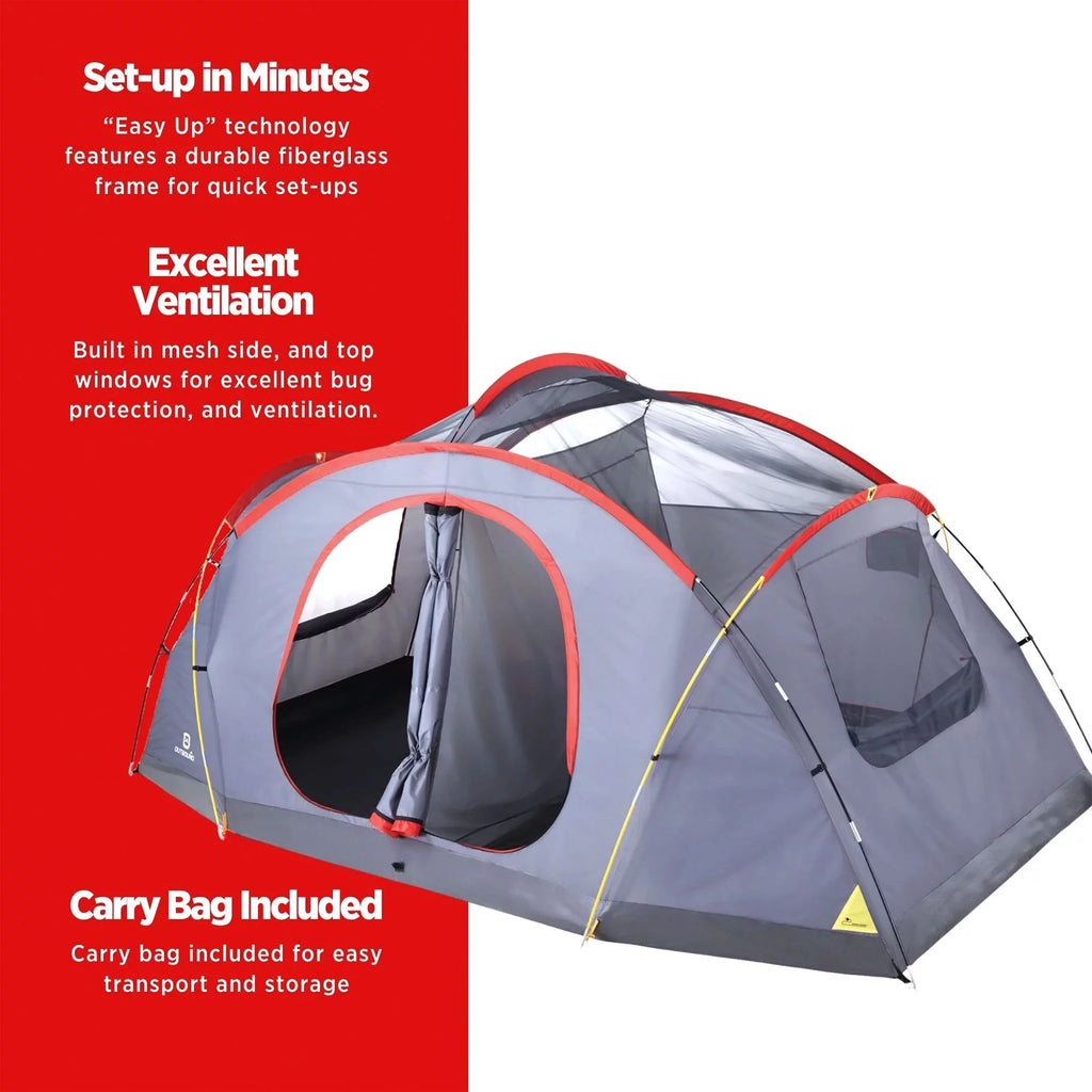 8 Person 3 Season Dome Tent with Room Divider and Rainfly, Red N710126
