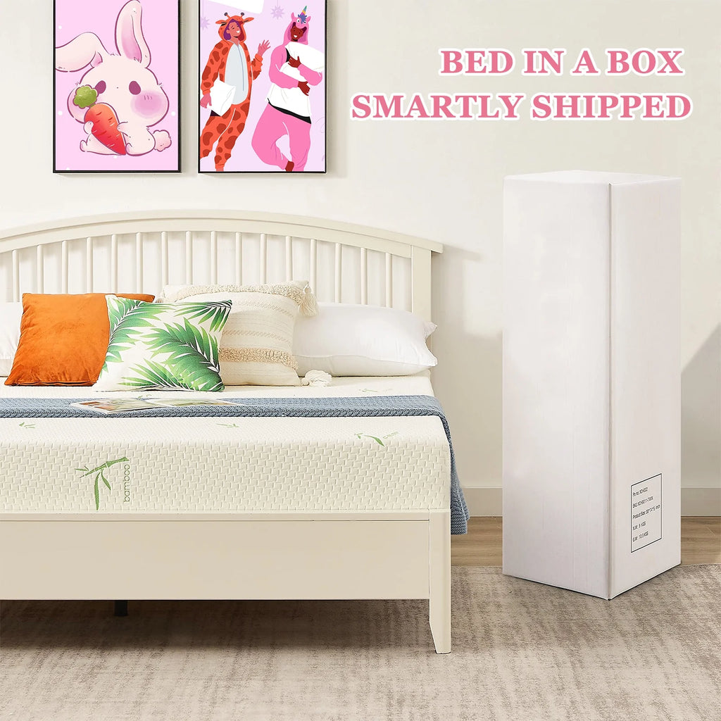 Queen 8 inch Green Tea Gel Memory Foam Mattress with Bamboo Knit Cover K2124