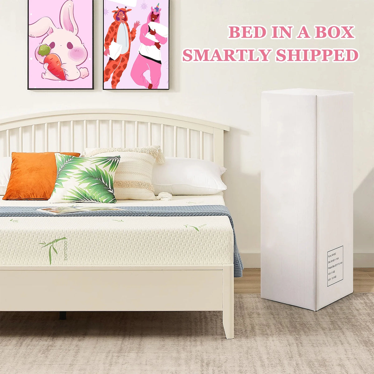Queen 8 inch Green Tea Gel Memory Foam Mattress with Bamboo Knit Cover K2124