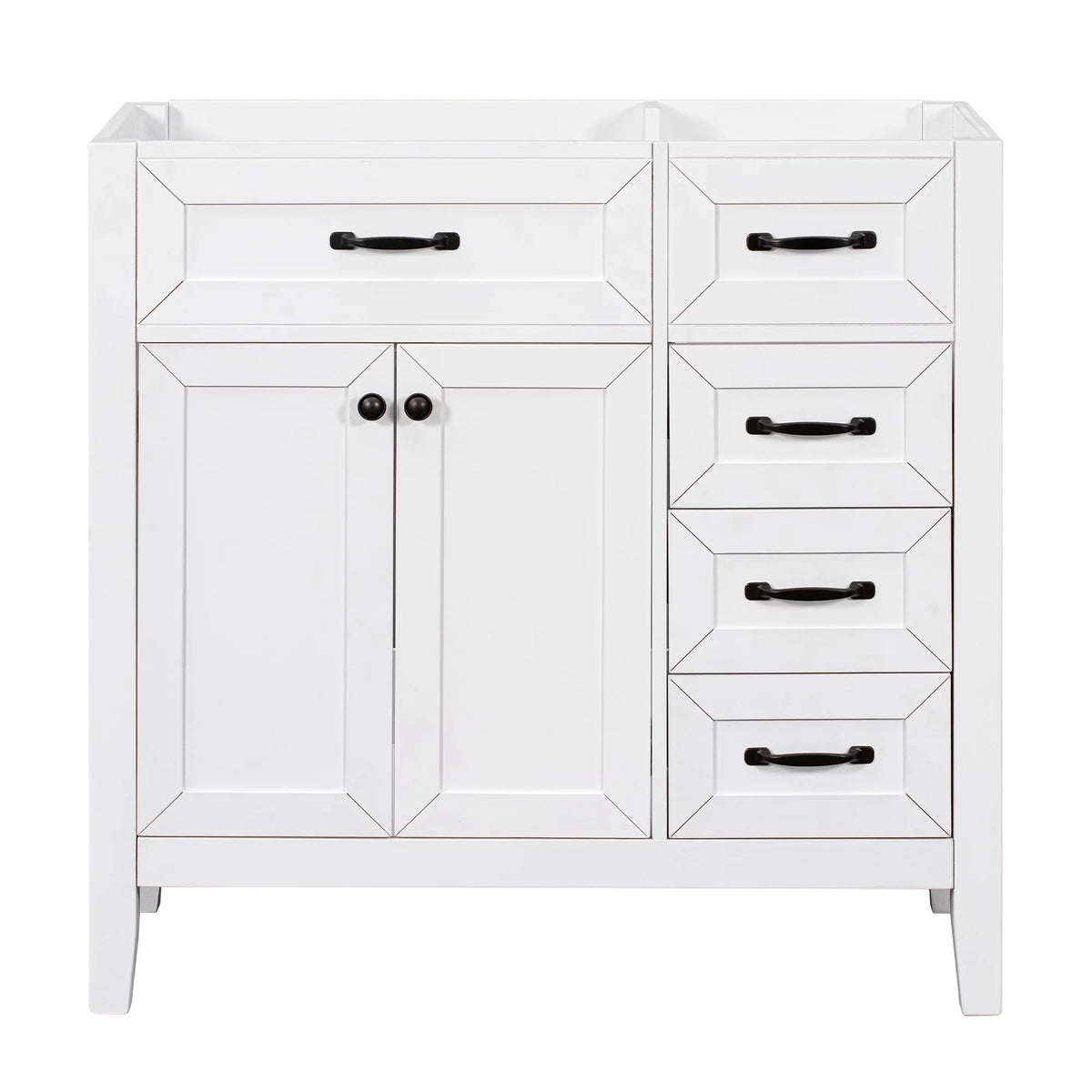 36" White Single Bathroom Vanity with 2 Doors & 3 Drawers A95733