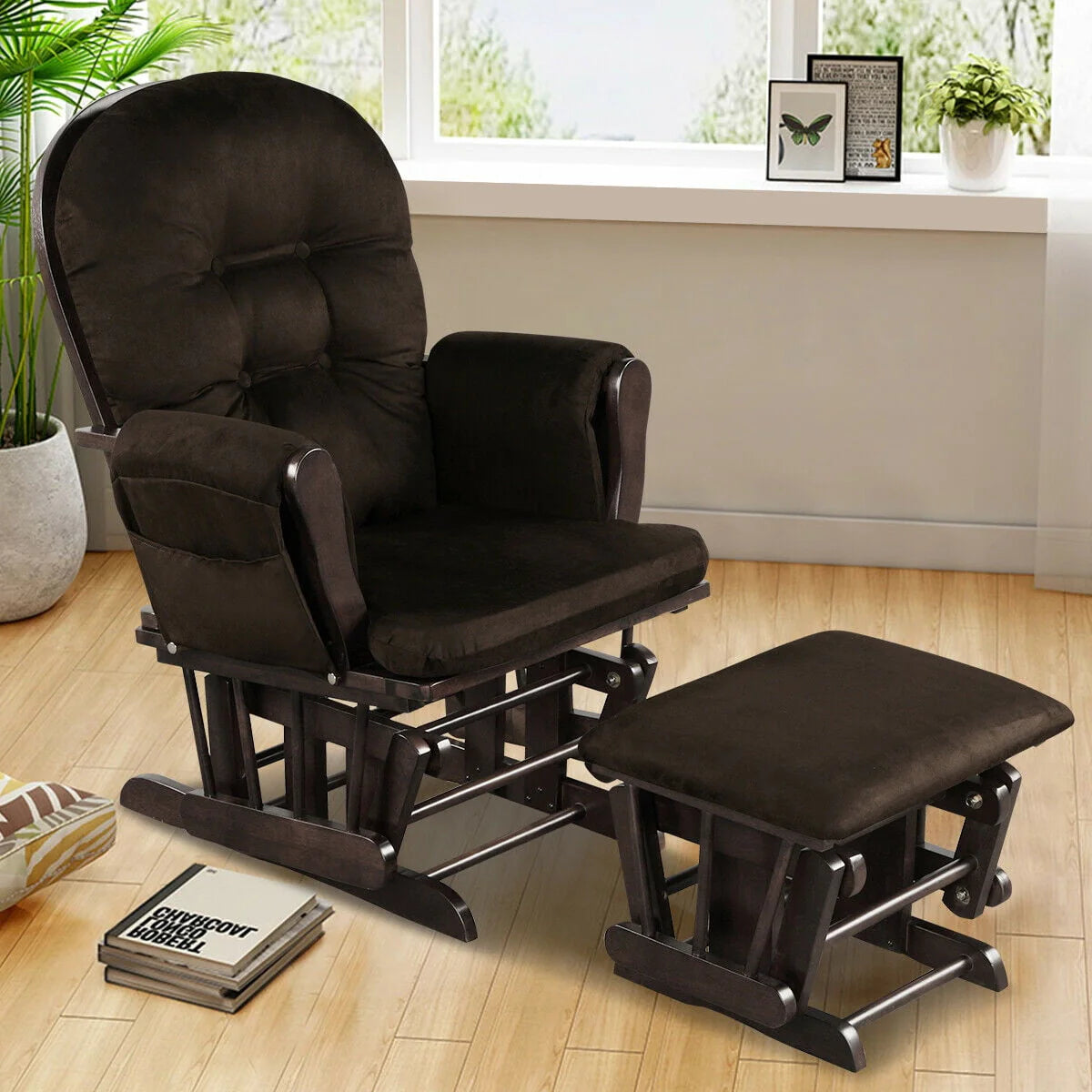 Beige Glider and Ottoman Cushion Set N42290