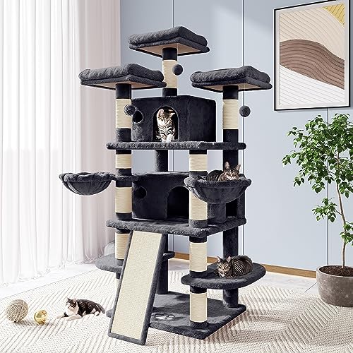68 Inches Light Grey Cat Tree F12638