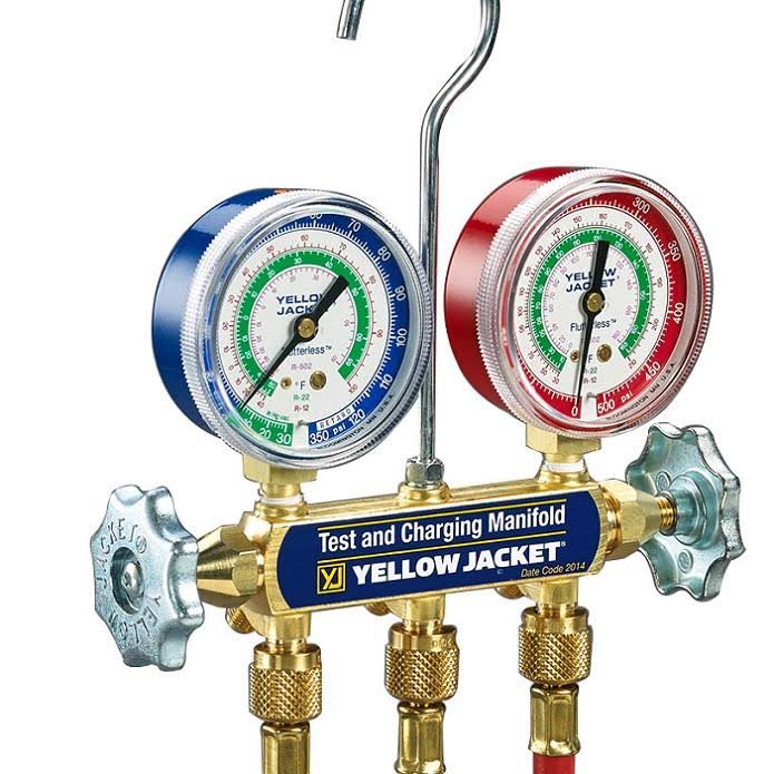 Yellow Jacket 41211 Series 41 Manifold with 2-1/2x22 Gauges L4251