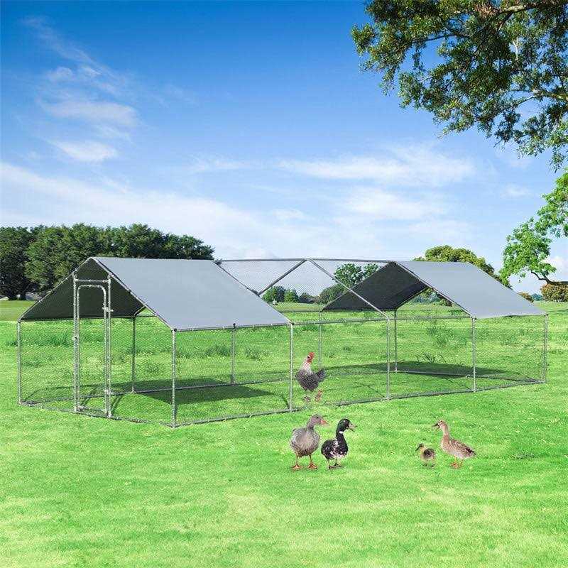 26.2 x 9.5 ft Walk-in Chicken Coop with Roof Cover G369