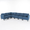 7 Piece Dark Blue Fabric Sectional Couch S506