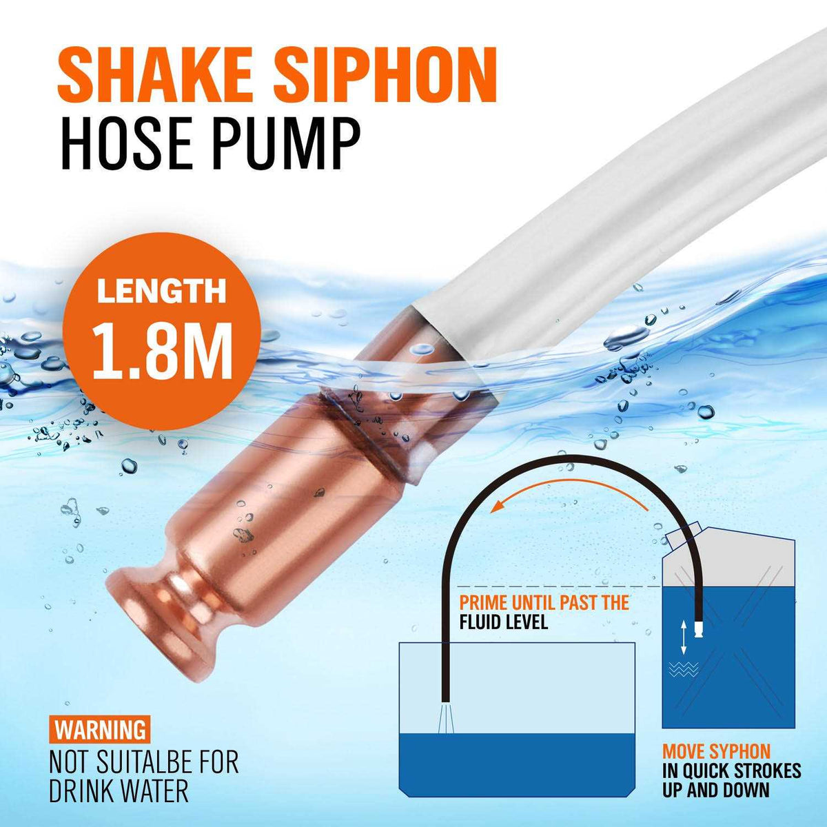 Gas Siphon Pump 6FT 1/2 Valve Tubing I787015