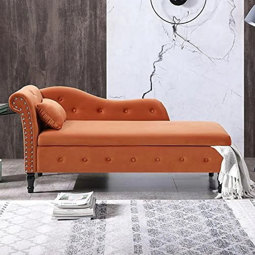 60.6" Tufted Velvet Indoor Chaise Lounge Chair R1770