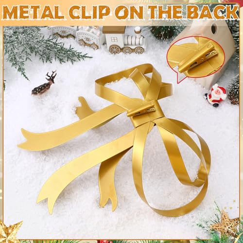 Large Christmas Metal Bow Tree Topper with Clip I2919