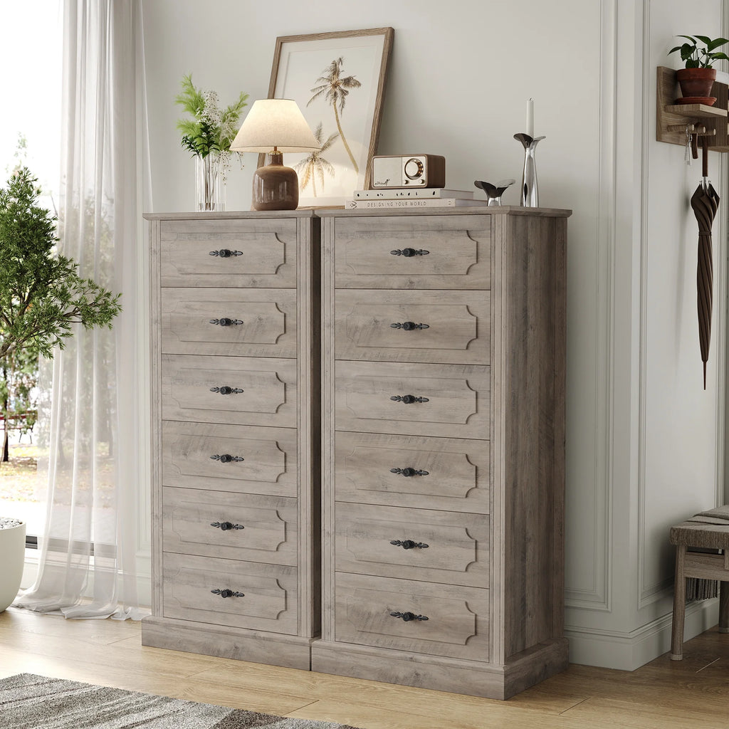 White 6 Drawer Wood Dresser F389237