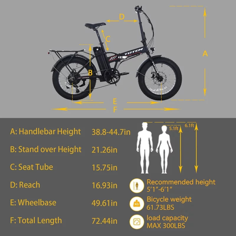 20” x 4” Fat Tire 500W Folding Electric Bike G498